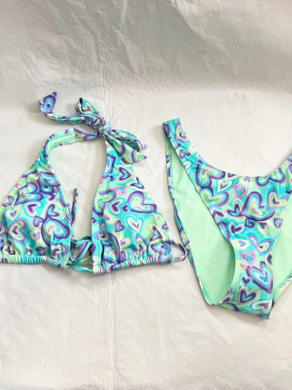 Wild Fable bikini set blue purple hearts tie dye Small high leg multiway swim